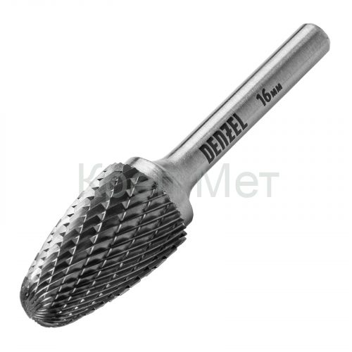 Борфреза по металлу твердосплавная, параболическая, тип-F, 16 мм Denzel