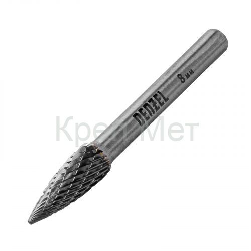 Борфреза по металлу твердосплавная, параболическая заостренная, тип-G, 8 мм Denzel
