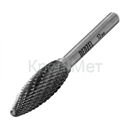 Борфреза по металлу твердосплавная, элипсообразная, тип-H, 12 мм Denzel