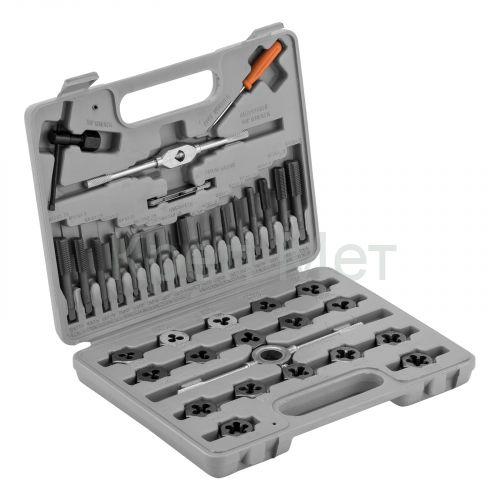 Набор метчиков и плашек М3-М12, плашко-метчикодержатель, 40 предметов, пластиковый бокс Sparta