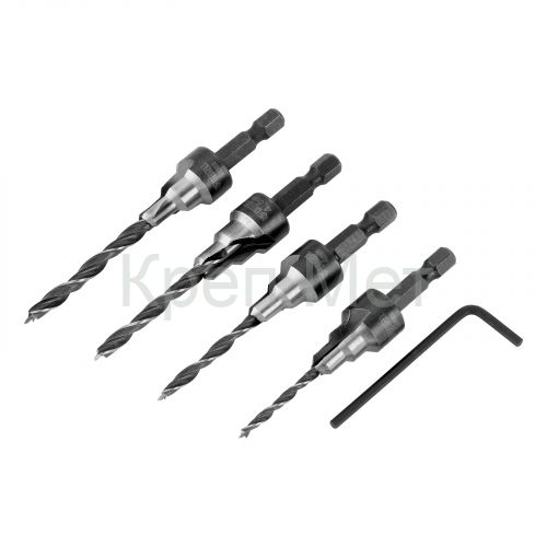 Набор сверл под конфирмат, 3-5 мм, 4 шт Denzel