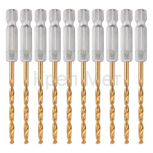 Сверло по металлу, 3 мм, HSS, нитридтитановое покрытие, шестигранный хвостовик Matrix