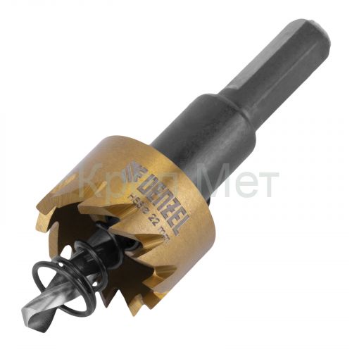 Коронка по металлу HSS, 22 мм, нитридтитановое покрытие Denzel