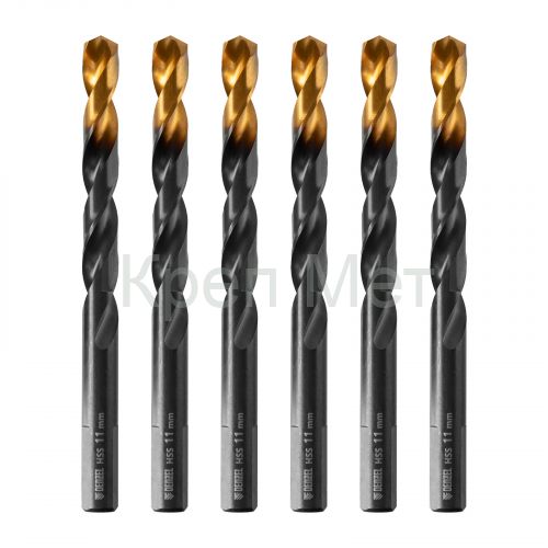 Сверло по металлу, 11 мм, HSS-Tin, Golden Tip, 6 шт. Denzel