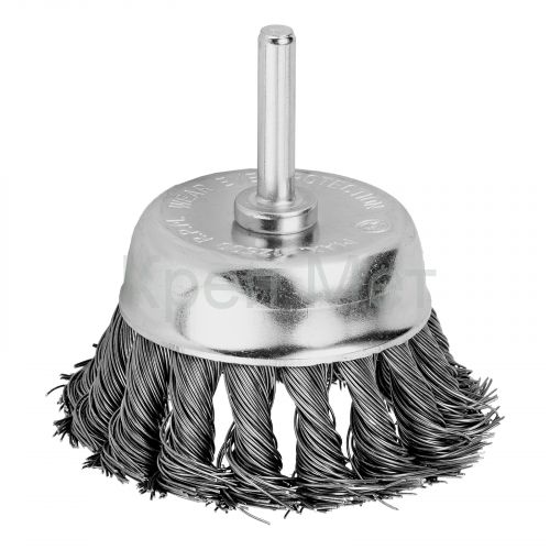 Щетка для дрели, 75 мм, "чашка" со шпилькой, крученая металлическая проволока Matrix