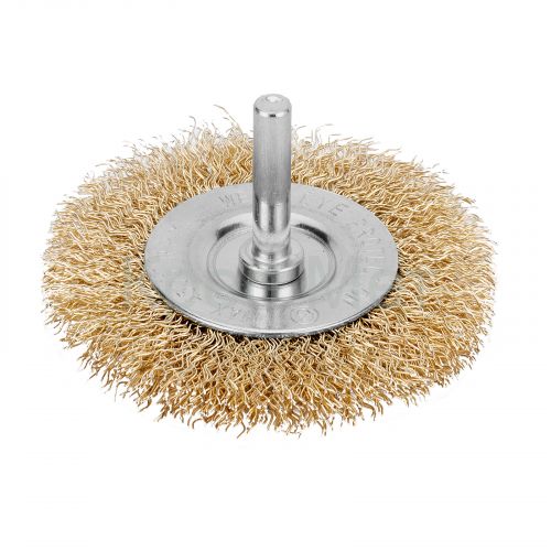Щетка для дрели, 75 мм, плоская со шпилькой, латунированная витая проволока Matrix