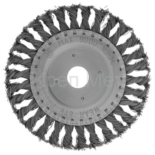Щетка для УШМ 150 мм, посадка 22.2 мм, плоская, крученая проволока 0.5 мм Matrix