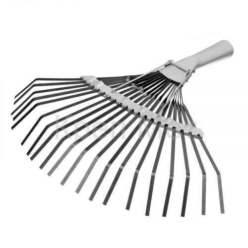 Грабли веерные стальные, 385 мм, 20 плоских зубьев, оксидированные, без черенка, Сибртех