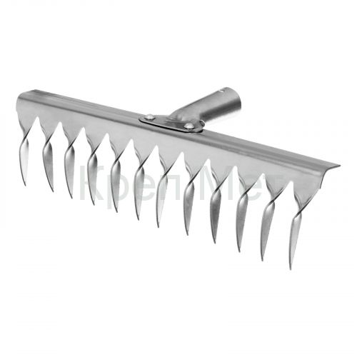 Грабли, нержавеющая сталь, 290 мм, 12 витых зубьев, без черенка, Сибртех
