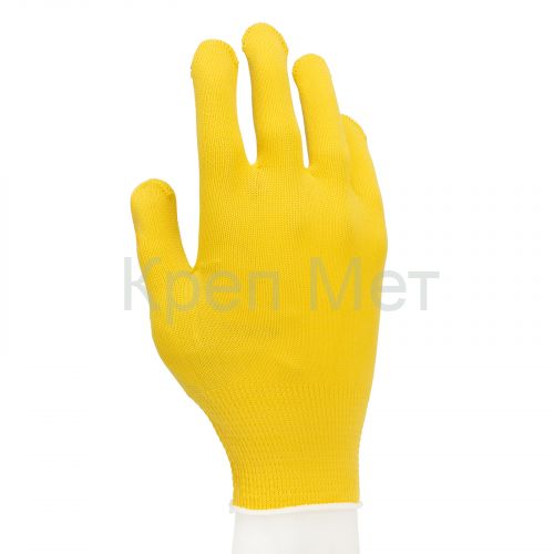 Перчатки Нейлон, ПВХ точка, 13 класс, цвет лимон, L