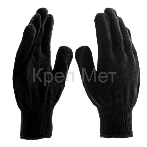 Перчатки трикотажные, акрил, черный, оверлок Сибртех