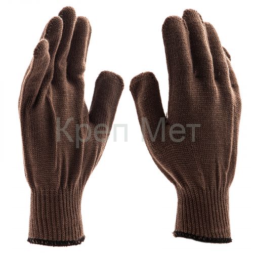 Перчатки трикотажные, акрил, коричневый, оверлок Сибртех