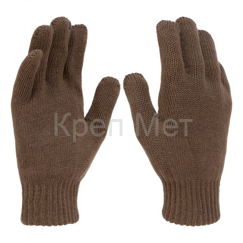 Перчатки трикотажные, акрил, двойные, коричневый, двойная манжета Сибртех