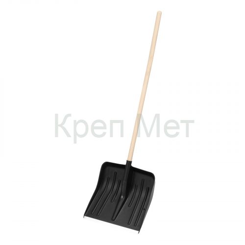 Лопата для уборки снега пластиковая, 420 х 425 х 1550 мм, деревянный черенок, Сибртех