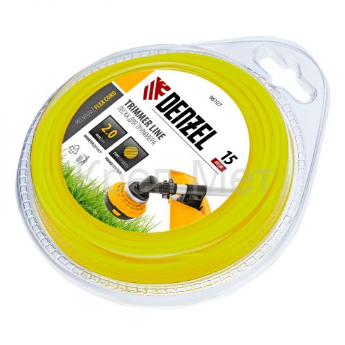 Леска для триммера, круглая 2 мм х 15 м, блистер Flex cord Denzel
