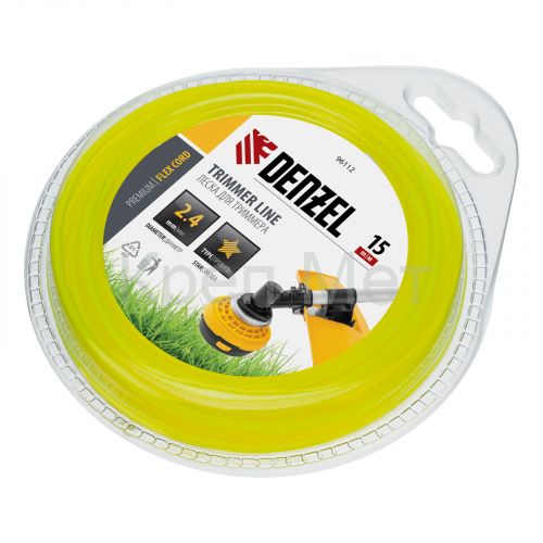 Леска для триммера, звезда 2.4 мм х 15 м, блистер Flex cord Denzel