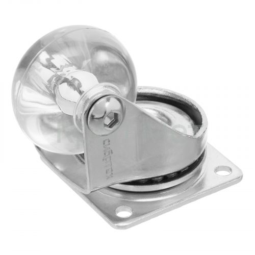 Колесо ПУ прозрачное поворотное d-35 мм, крепление платформенное Сибртех