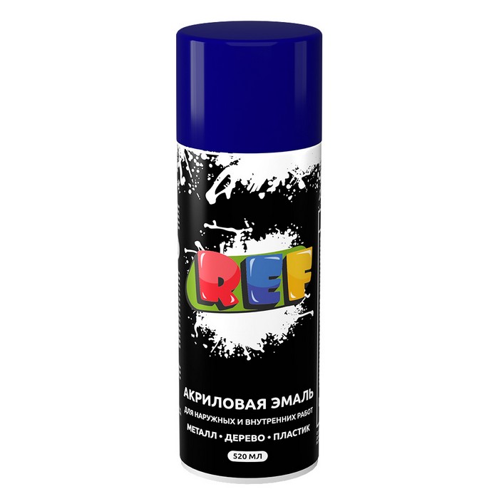 REF Алкидная эмаль универсальная, цвет тёмно-синий, аэрозоль, объем 520мл.