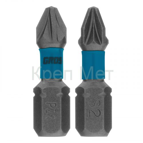 Бита торсионная PZ2 x 25 мм, для ударных шуруповертов, 2 шт. Gross
