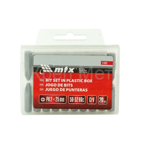 Бита PH2 x 25 мм, сталь 45Х, 20 шт, пластиковый бокс Matrix