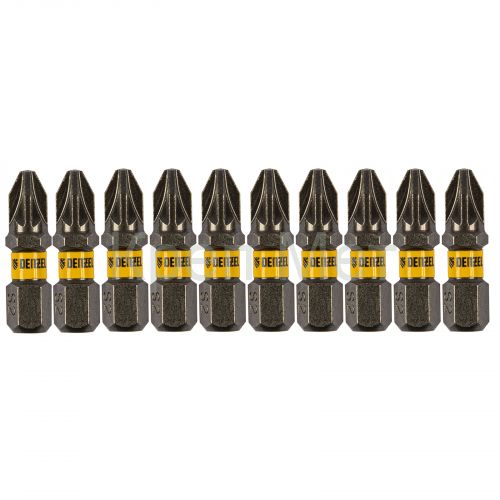 Бита PZ2х25, сталь S2, шестигранный профиль, 10 шт. Е 6,3 Denzel