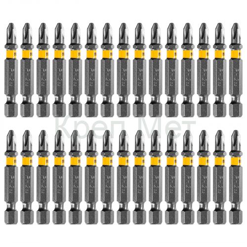 Бита PH2х50, сталь легированная S2, 30 шт., шестигранный профиль, пластиковая коробка, Е 6,3 Denzel