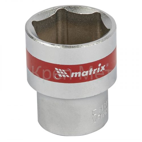 Головка торцевая, 24 мм, шестигранная, CrV, под квадрат 1/2, хромированная Matrix