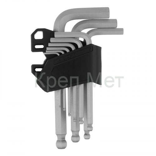 Набор ключей имбусовых, HEX, 1,5-10 мм, CrV, 9 шт., с шаром Сибртех