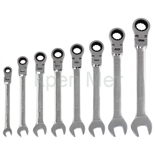 Набор ключей комбинированных, трещеточных шарнирных 8 шт Matrix