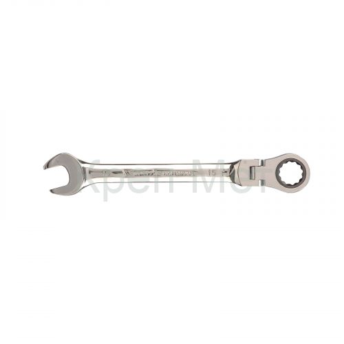 Ключ комбинированный трещоточный, 15 мм, CrV, шарнирный, зеркальный хром Matrix
