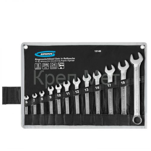 Набор ключей комбинированных 6-22 мм, 12 шт, CrV, холодный штамп Gross