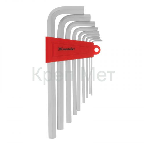 Набор ключей имбусовых HEX, 2-12 мм, CrV, 9 шт, удлиненныее с сатинированным покрытием Matrix