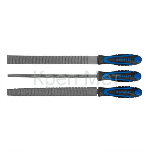 Набор рашпилей 250 мм, 3 шт, двухкомпонентная рукоятка Барс