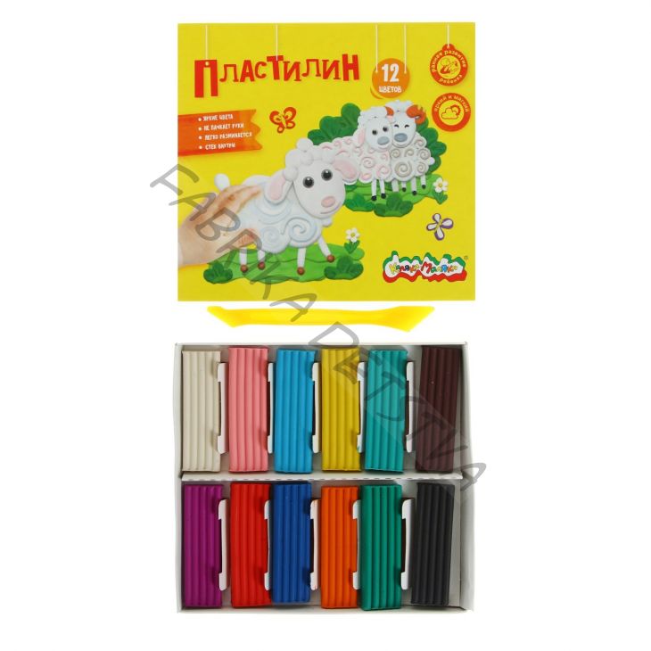 Пластилин «Каляка-Маляка»,12 цветов, 180 г, со стеком