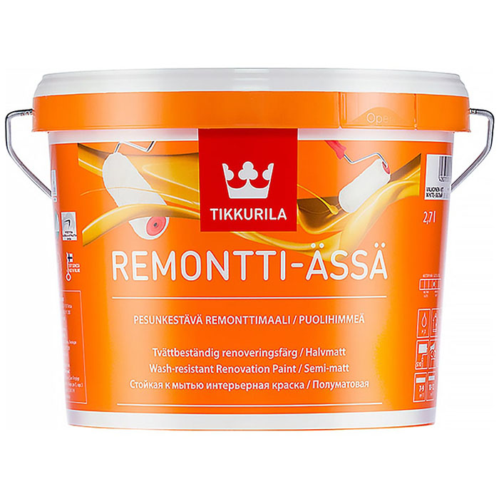 Tikkurila Remontti Assa краска интерьерная акрилатная стойкая к мытью полуматовая база C 2.7л