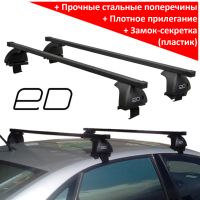 Багажник на крышу Kia Sportage 2016-2022 (без рейлингов), ЕД, стальные прямоугольные дуги