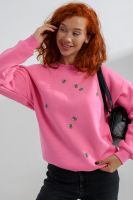 8569 женский свитшот оверсайз [розовый+пчелы]