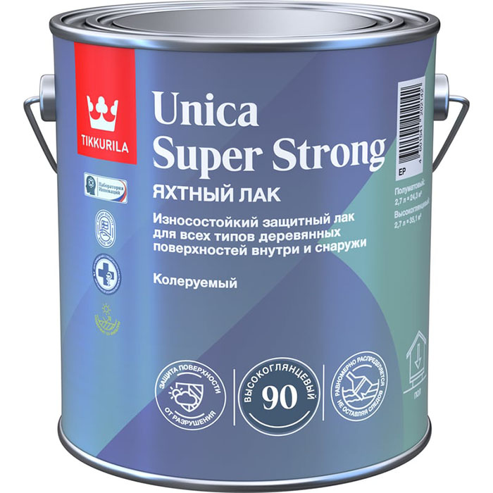 Tikkurila Unica Super Strong Ep лак универсальный износостойкий высокоглянцевый 2.7л