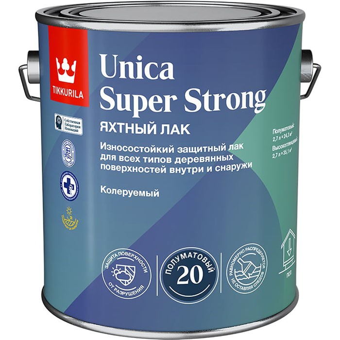 Tikkurila Unica Super Strong Ep лак универсальный износостойкий полуматовый 2.7л