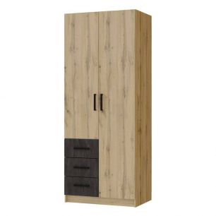 ХОГВАРТС Шкаф 2-створчатый Дуб вотан / Обсидиан