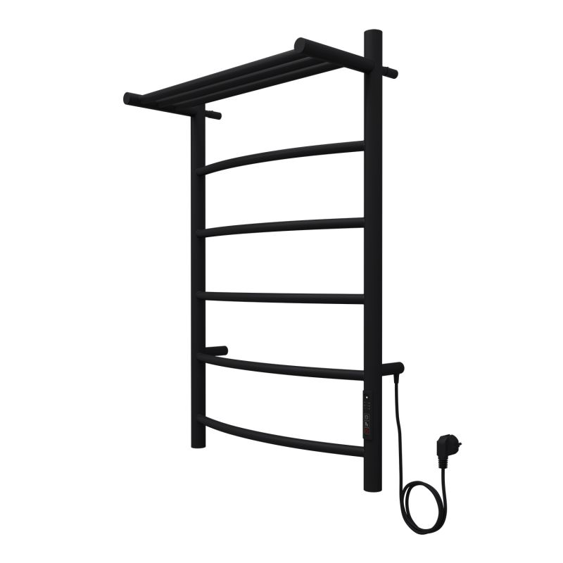 Полотенцесушитель электрический AZARIO VERONA 500/800 5 секций, с полкой, черный AZ04858PB