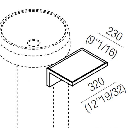 Полка для ванной подвесная Agape Lariana ALEG1127RW 32x23 см схема 2 Полка для ванной подвесная Agape Lariana ALEG1127RW 32x23 см схема 2