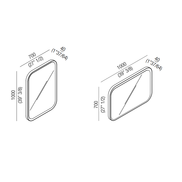 Прямоугольное зеркало Agape Memory AMEM863E 70x100 см ФОТО