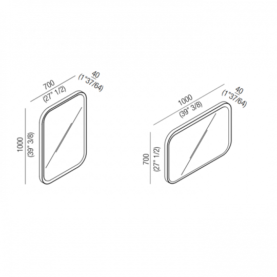 Прямоугольное зеркало Agape Memory AMEM863E 70x100 см схема 2