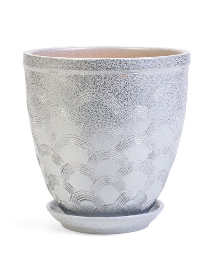 Горшок для цветов «Узор», 2.4 л, d=17.5 см, h=18.5 см, керамический, с поддоном