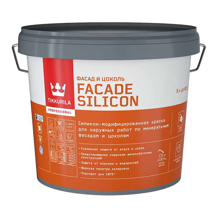Tikkurila Facade Silicon / Тиккурила Фасад Силикон краска акриловая для фасадов база A 5л