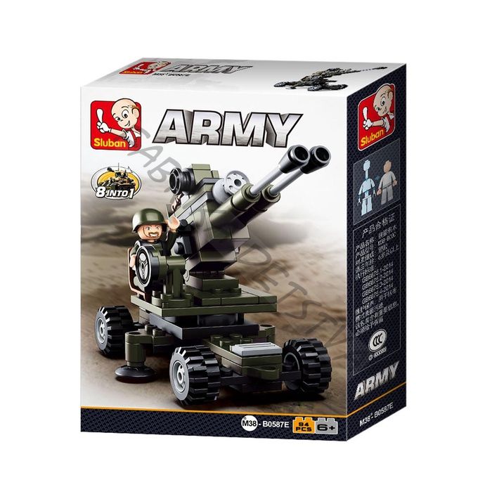 Конструктор блочный для мальчиков Армия «Зенитное орудие», 94 детали