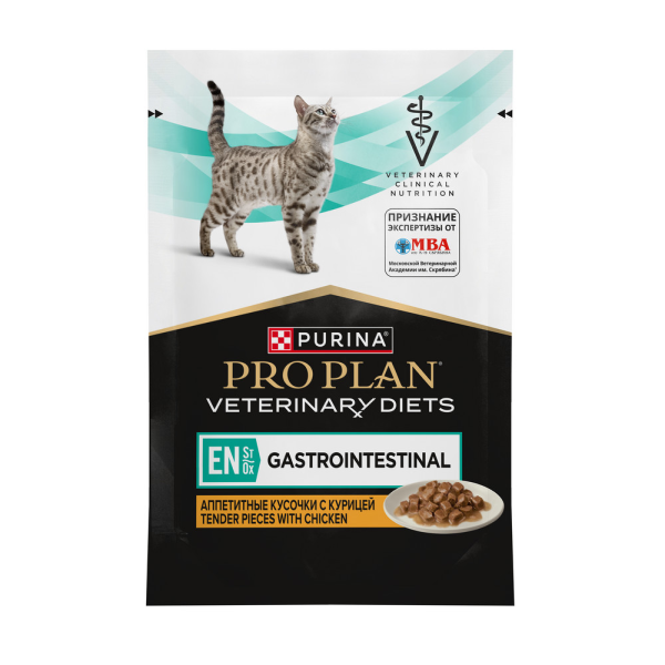 Влажный корм для кошек Pro Plan Veterinary Diets Gastrointestinal EN St/Ox при расстройствах пищеварения с курицей