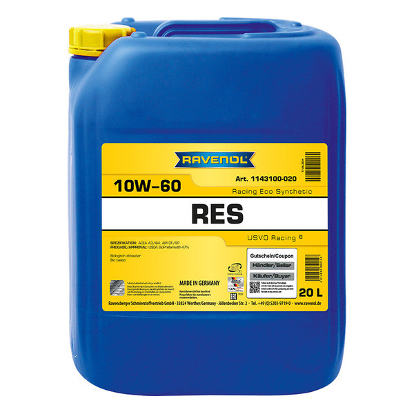Ravenol Racing Eco Synthetic RES 10W-60, 20л