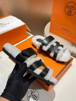 Босоножки меховые HERMES Premium